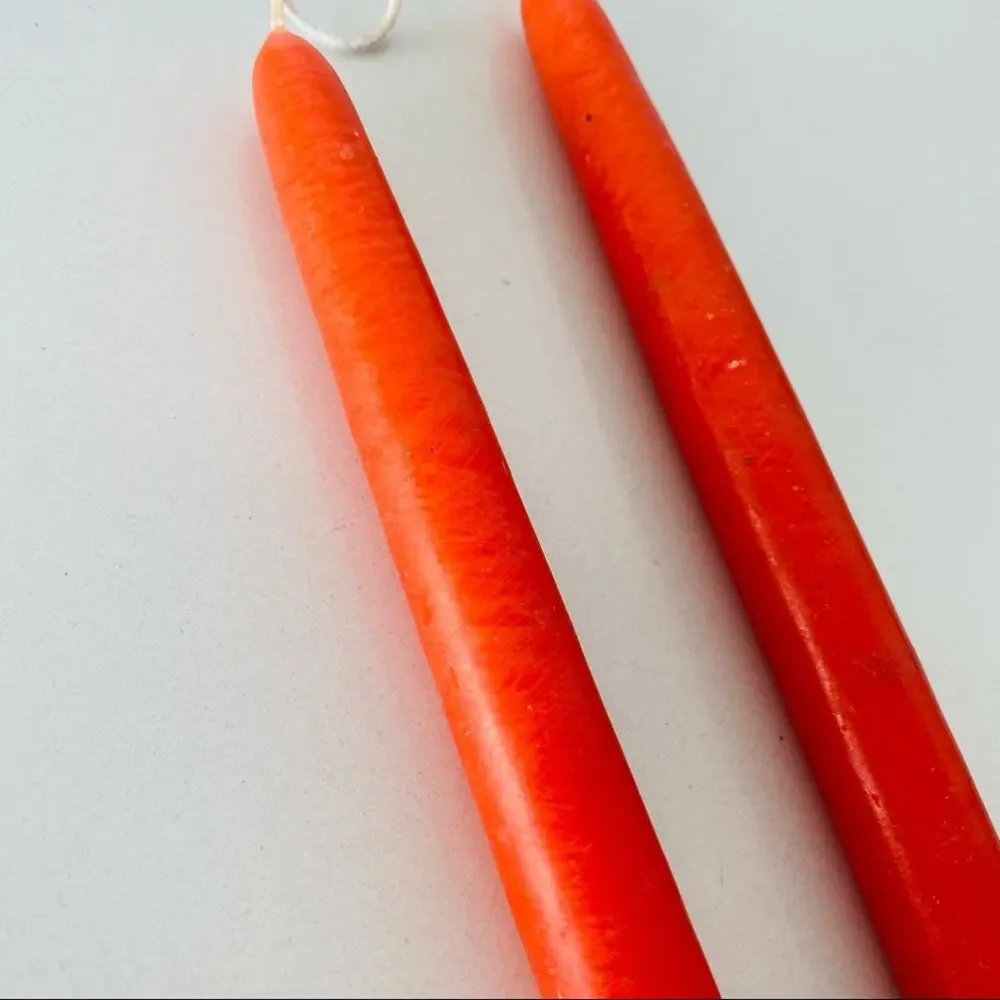 NEW ANTHROPOLOGIE Bright Red 11” Classic Paraffin Wax Taper Candle Sticks S/2